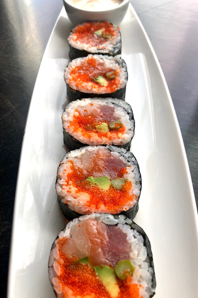 Rock-n-Sake classics menu image featuring a sushi roll, Rock N Sake, Rock-n-Sake